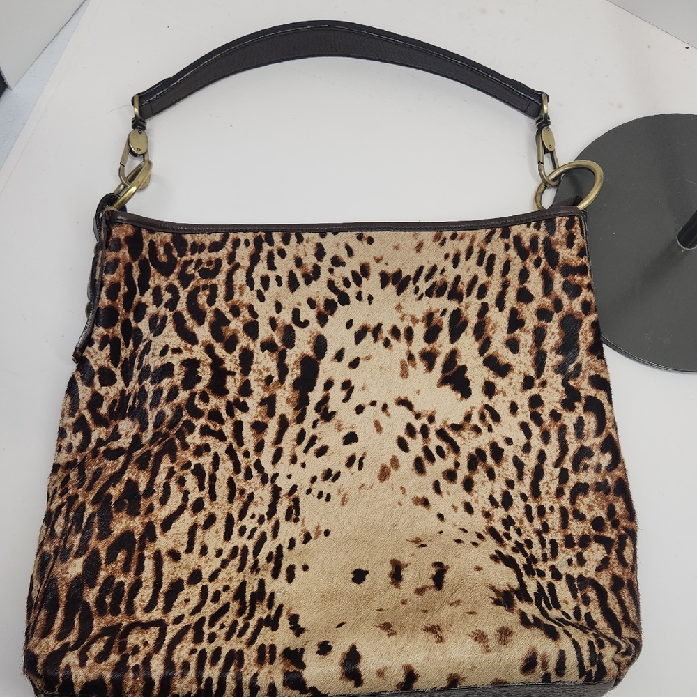 Garnet Hill Leopard-Print Shoulder Bag in Tan and Brown